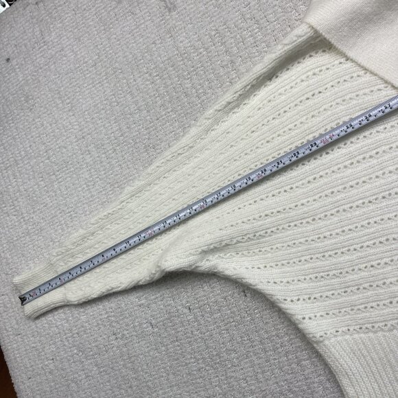 ZARA Women’s White Knit Sweater Size M NWT Bow Tie V-Neck Pullover Long Sleeve * - Picture 11 of 16